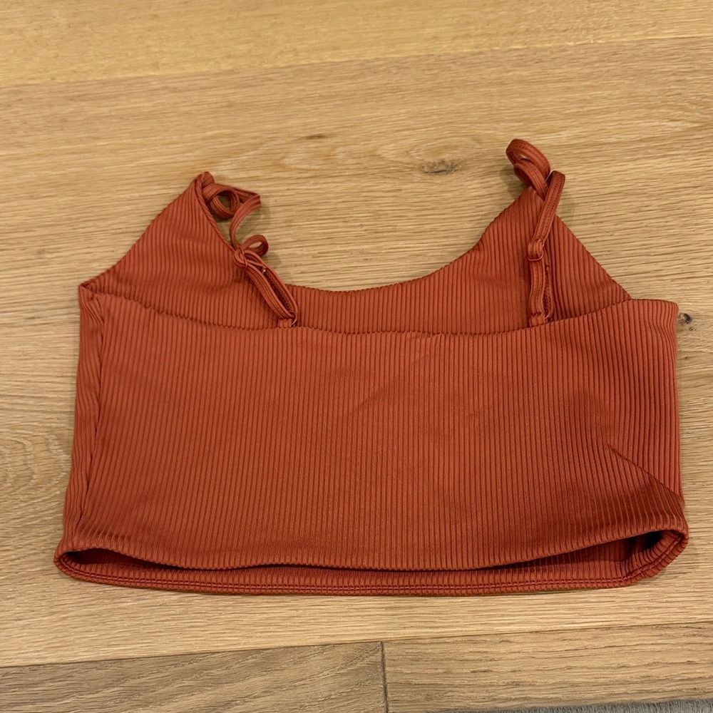 Set Active/Volcom Ribbed Rust Orange Crop Tank Top - image 2
